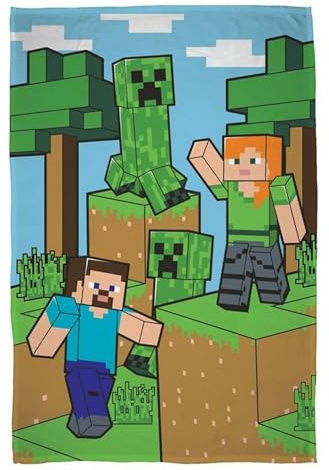 Kuscheldecke Kinderdecke Fleece Decke 100x150 Minecraft Steve