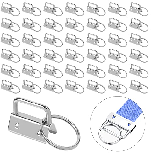 60 Stück Schlüsselband Rohlinge, 25mm Schlüsselanhänger Hardware Klemmverschluss Anhänger Armband Hardware mit Schlüsselring für DIY Handarbeit Lanyard Stoff (Silber)