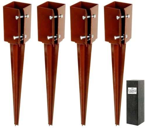 [FIXINGS DIRECT®] 100mm (4) Industrial Fence Post Spike Support 750mm Long Drive Down Post Spike Kit (Includes Free Driving Tool) (4)