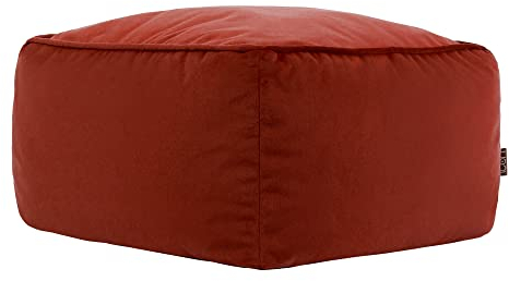Icon Amara Hocker, Terracotta, Flauschiger Samt Stoff, Samt Sitzsack, Sitzpuff Hocker mit Füllung, Fußhocker für das Wohnzimmer, Deko Wohnzimmer