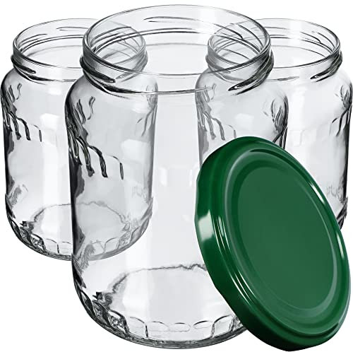 KADAX 8st Einmachgläser 720 ml, ideal zum Einkochen und Aufbewahren, Gläser mit Schraubverschluss, Einkochgläser mit Schraubdeckel, Twist Off to 82, Vorratsgläser zum Einlegen (Grün)