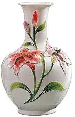 PEVSCO Blumenvase Exquisite Lilien-Keramikvasen-Ornamente High-End-Luxus-Vasen Große Haushalts-Porzellan-Emaille-Farbe Vasen für zu Hause