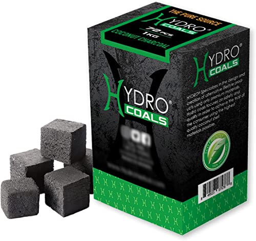 Hydro Charbon de Noix de Coco avec 72 Cubes de Charbon de Noix de Coco Parfaits pour Cuisiner, Griller et Barbecue, Le Charbon de Bois Hydro brûle Plus Longtemps et sans Odeur – Cubes de Noix de Coco