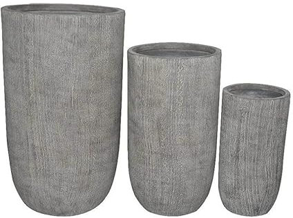 Cosma Set Di 3 Vasi Crisantemo Alluminio Fibra di argilla Grigio