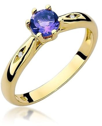 Damen Ring 585 14k Gold Gelbgold echt Tansanit Edelstein Diamanten Brillanten