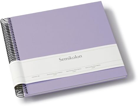 Semikolon 370001 Spiral Album Economy Medium - 23x22,3 cm - Fotoalbum, 40 Seiten cremeweiß, Fotobuch, lilac silk lila