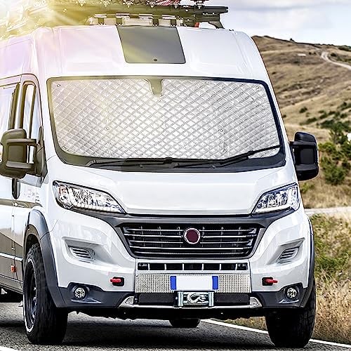 Sonnenschutz Auto Frontscheibe, Technology Thermomatte Kompatibel mit FIAT Ducato Citroën Jumper 2006-2021, Sonnenschutz Frontscheibe für Warmhalten Schützen der Privatsphäre