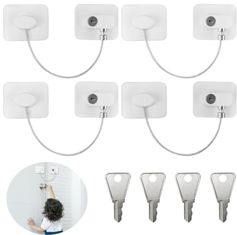 Toivize 4 Pezzi Serratura Frigorifero, Blocco del Frigorifero con Chiavi Lucchetto Frigorifero Lucchetto Frigorifero Bambini, Bianco