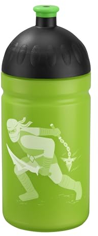 Step by Step Trinkflasche „Ninja Kimo“, auslaufsicher, spülmaschinenfest, BPA-frei, für Schule, Kindergarten, heiße und kohlensäurehaltigen Getränke, 0,5L, grün - grau, für Jungen und Mädchen