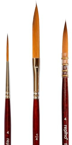 Repino Lot de pinceaux pour tracteur d'épées - Pinceau aquarelle française - Tailles 4, 1/4 et 4