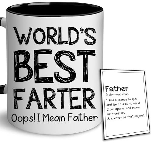 CAYVUSUA Mug pour papa – Cadeau pour papa – World's Best Farter Oops I Mean Father – Cadeaux amusants de la part de sa fille et de son fils – Cadeaux de Noël pour père, grand-père, beau-père,