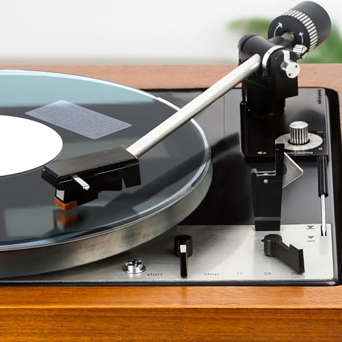 Clear Acrylic Turntable Mat - Platter Slipmat for 12 Vinyl Vintage Record Player - Antistatic Cover, Reduces Noise & Sounds from Static & Dust - Tighter Bass Quality, Record Player Mat