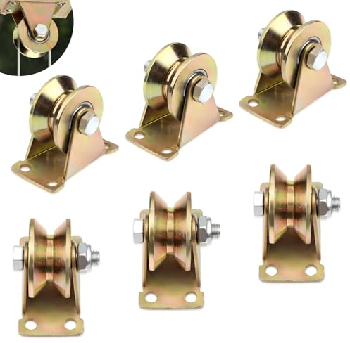 SWTYExt 32mm Umlenkrolle 6 Stück Umlenkrollen für Seile V-Nut-Stahl-Lenkrolle Seilrollen 1.2 Zoll Schwerlastrollen Tragkraft 200kg für Schiebetür Flaschenzugsystem Rolltore Wäscheleine Drahtseile