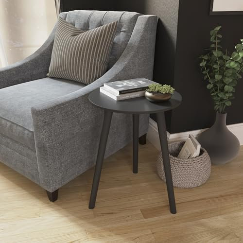 Vida Designs Round Side Table, Small End Table for Living Room, Bedroom, Small Spaces, Easy Assembly H51 x W40 x D40 cm (Black)