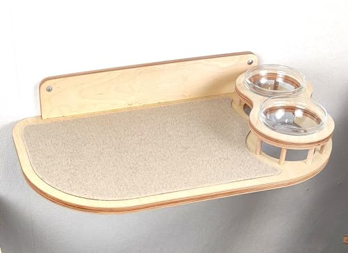 RshPets® Kletterwand Katzen - Katzenfutter Regale XXL - Wandmontierter Katzenfutter - Futterspender für Katzen - Wandmontierte Katzenmöbel - Kletterwand Set (Helle Farbe, Rechte Seite)