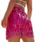 Glitzer Rock für Damen Pailletten Rock Cowgirl Festival Glitzerrock Fransen Karneval Rosenrot 34 36