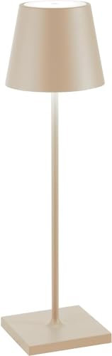 Zafferano, Poldina Pro Lamp, Rechargeable Cordless Table Lamp with Touch Controls, Suitable for Interior and Outdoor, Dimmer, 2200-3000 K, Height 38 cm, Sand Colour
