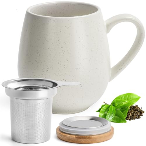 Happy Lemuro Teetasse XXL mit Deckel und Sieb - 550 ml - Tea Cup mit Tee Zubehör - Jumbotasse