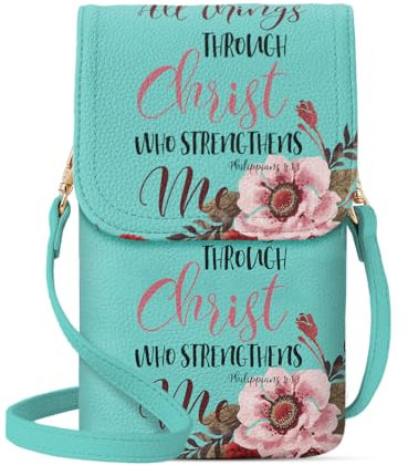 WIRESTER Kleine Umhängetasche, niedliche Umhängetasche, modische Tasche zum Wandern, Reisen, Einkaufen, Arbeiten, Christliche Bibelversen Philipper 4:13