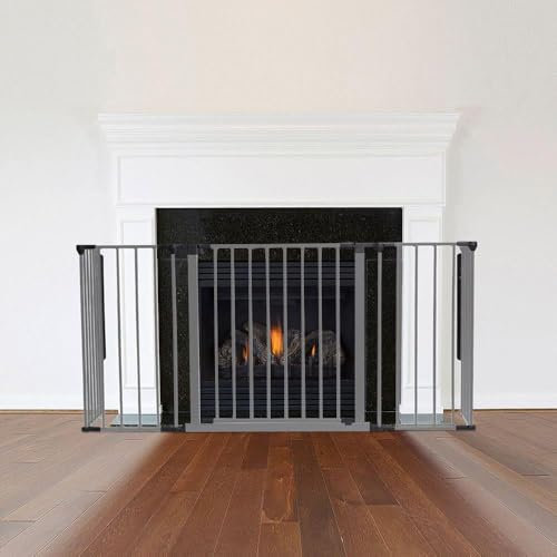 Safetots Multi Panel Fire Surround, 38cm Deep x 138cm Wide, Grey, 70cm Tall, Child and Pet Fire Safety, Baby and Toddler Fire Guard, Safety Barrier for Fireplaces, Easy Installation