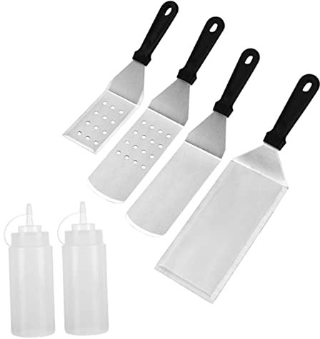 Mikinona 6St Grillwerkzeug kochgeschirr küchenwerkzeug Edelstahlwerkzeug ölflaschen Pizzawender Pfannkuchen Backschaufel gebratene Schaufel zum Kochen Backwerkzeug Rostfreier Stahl Weiß