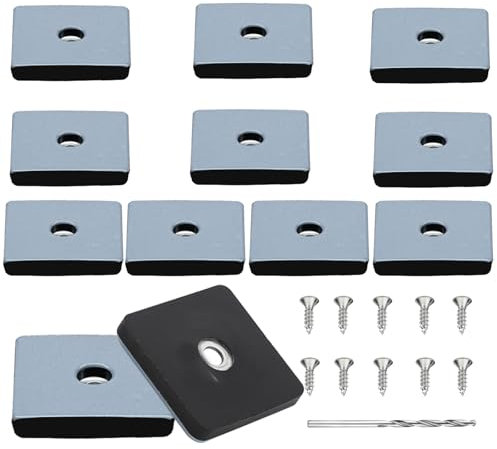 URHRHU 10 Stück Teflon Möbelgleiter zum Schrauben 50x50mm Teflon Möbelgleiter Quadrat Stuhlgleiter Teppichgleiter Gleiter Furniture Glides für Möbel Sessel Stuhlbeine mit 10 x Schrauben + 1 x Bohrer