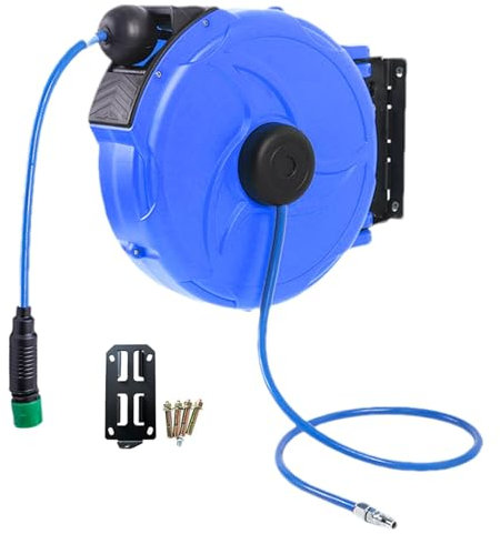 Garden Hose Reel - Wall Mounted Hose Reel | 12mm*12m Double-Layer Wall-Mounted Retractable Reel with Hose Guide | Heavy Duty Water Hose Reel for Outdoor Use | Garden Hose Holder Anti-Freeze