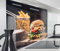 timalo Spritzschutz Wand für Herd, Küche Küchenrückwand Glasoptik | Acryl Glas 2mm | Glasrückwand Acrylglas Wandpaneele Rückwandschutz Platte | 160x50cm Hamburger, Burger