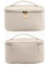 HhBdy Reise Kosmetiktasche Schminktasche Damen Kulturbeutel Kulturtasche PU Leder mit Bürstenfach wasserdichte Tragbare Reise Make Up Tasche für Schreibtisch Damen(Beige)