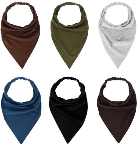 33 cm (13 Zoll) 6 Stück weiche, elastische Dreieckstücher, rutschfest, Kopftücher (tiefes Kaffee/Dunkelgrün/Grau/Braun/Blau/Schwarz)