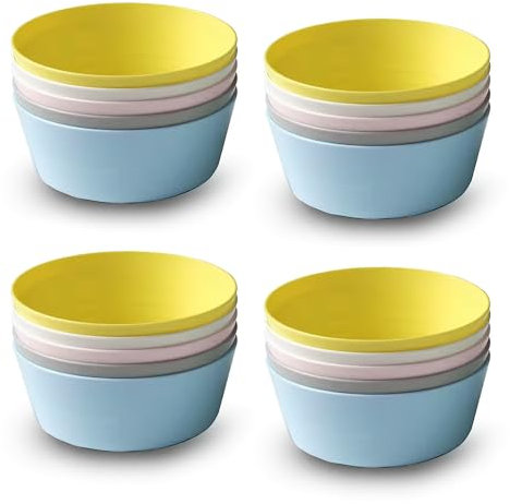 Pack of 6 Multi-Coloured Pastel Plastic Bowls - Lightweight BPA-Free Dishes for Kids, Parties, and Everyday Use - Dishwasher & Microwave Safe, Perfect for Serving Snacks, Cereal, and More (4)