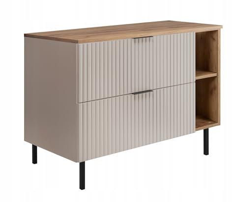 Rodan Waschbeckenunterschrank Eiche Craft Gold - Badezimmer Unterschrank - ABS Kanten Schutz - Hängend, Elegantes Design, Platzsparend - Badunterschrank mit Soft Close Schubladen 46 x 100 x 74 cm