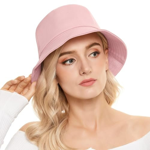 Durio Fischerhut Damen Sonnenhut Herren Unisex Sommerhut Bucket Hat Anglerhut Fishermütze Faltbarer Hut Pink Einheitsgröße