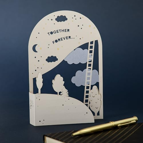 Hallmark Hall & Co Premium 3D & Pop Up Greeting Card, 'Together Forever...' Design, Anniversary, Valentines Day, Birthday, Keepsake, Gold Foil, White