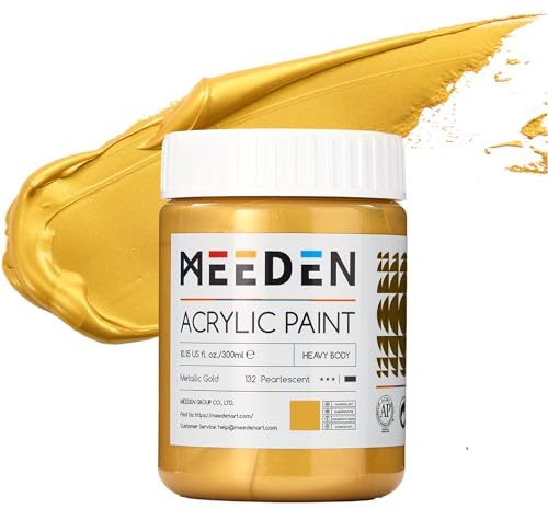 MEEDN Colori Acrilica Oro Metallizzata: 300 ml Vernice Oro a Foglia per Artisti Adulti per Decorazioni Natalizie - Vernice Acrilica Oro per Lavori Manuali e Pittura su Mobili in Legno | Pitture dorate per dipingere mobili per adulti artisti sulla decorazione del regalo di Natale