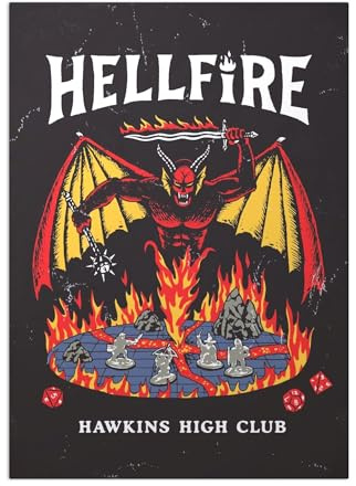 Displate Metallposter Stranger Things Series - Hellfire Club - Hawkins High Club Plakat - Wandbilder Bilder Deko Schlafzimmer - Geschenk - Wanddeko Metall Poster 32 cm x 45 cm