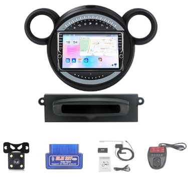 (Regali di Natale) Autoradio Android 12 per Mini 2010-2016,touch screen da 9,wireless 4G,navigazione GPS,Android Auto,Bluetooth,WiFi,radio RDS FM AM,OBD2,DVR,Dab+ (K600S)