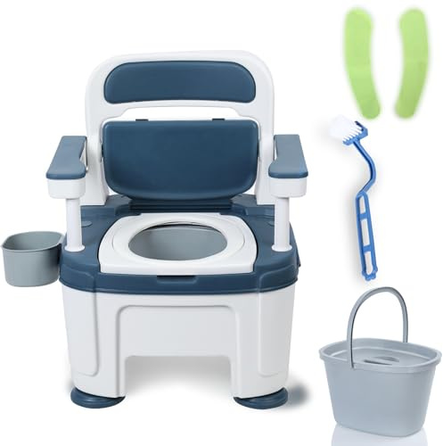 Tragbare Toilette für Erwachsene, Campingtoilette, Reisetoilette – bis 150 kg belastbar – Mobile Toilette für Senioren, Schwangere, Kranke und Menschen mit Behinderung (Blau, Belastbarkeit: 300 kg)