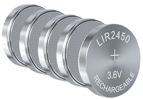 YUGSHNKFC 5 Stück wiederaufladbare 2450-Batterien, 3,6 V, hohe Kapazität, wiederaufladbare LIR2450-Lithium Knopfknopfbatterie, ersetzt CR2450, kleine Größe