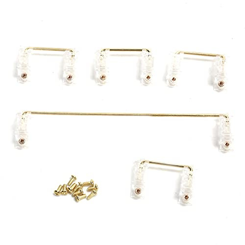 Jspondivague Mechanical Keyboard Stabilizer with Gold - Plated Screws, Transparent Nylon Shell Stabilizer Set for DIY 61/64/87 Key PCB Mount, Includes 6.5U and 2U Stabilizers (Transparent)