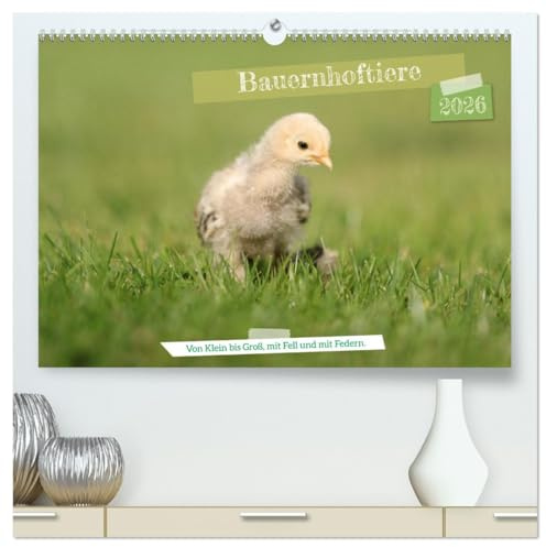 Bauernhoftiere - Von Klein bis Groß, mit Fell und mit Federn. (hochwertiger Premium Wandkalender 2026 DIN A2 quer), Kunstdruck in Hochglanz: Auf den ... und ganz viel Hufgetrappel. (CALVENDO Tiere)