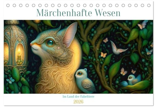 Märchenhafte Wesen - Im Land der Fabeltiere (Tischkalender 2026 DIN A5 quer), CALVENDO Monatskalender: Fabelhafte Tiere aus dem Land der Fantasie (CALVENDO Orte)
