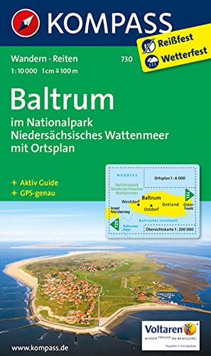 KOMPASS Wanderkarte 730 Baltrum im Nationalpark Niedersächsisches Wattenmeer 1:10.000: Mit Ortsplan, Aktiv Guide u. Reitwegen. GPS-genau. 1:10000