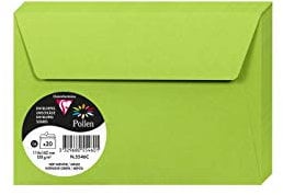 Clairefontaine 5546C - Packung mit 20 Umschläge Pollen, Format C6, 114 x 162mm, 120g, ideal für Korrespondenz und Einladungen, Minzgrün, 1 Pack