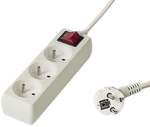 PremiumCord Verlängerungskabel 230V 3m 3 Steckdosen, Netzschalter, pp3k-03
