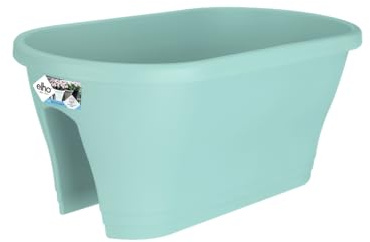 elho corsica Flower Bridge 60 – Balkonkasten in Mint – Frostbeständiger Außentopf mit Balkonhalterung – L 57,3 x W 28,3 x H 23,8 cm