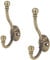 2 x Metal Double Antique Brass Hat and Coat Hooks Door Robe Dress Ball End