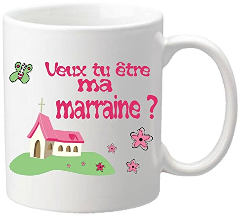 Mug Veux tu être ma Marraine ? - Eglise (Cadeau Parrain & Marraine Baptême)