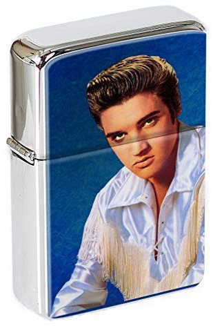 UK Giftshop Elvis Presley Rock'n'Roll Chrome Metall Mechanical Lighter in Geschenkdose
