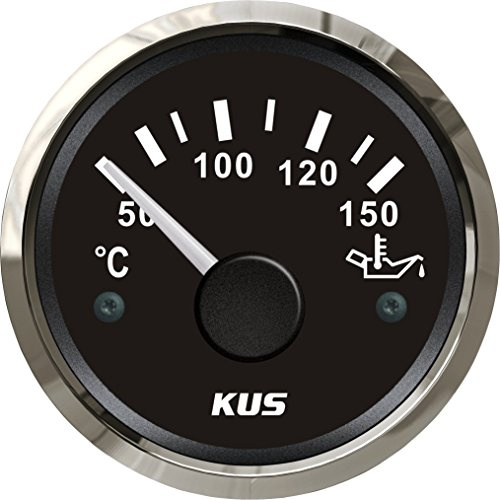 KUS Öltemperaturanzeige 50-150 ℃ Mit Hintergrundbeleuchtung 12V / 24V 52MM (2) (Schwarz)